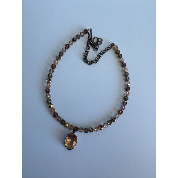 Blair Delmonico Beaded Necklace With Crystal Pendant 15" Length Adjustable Chain - Picture 3 of 13